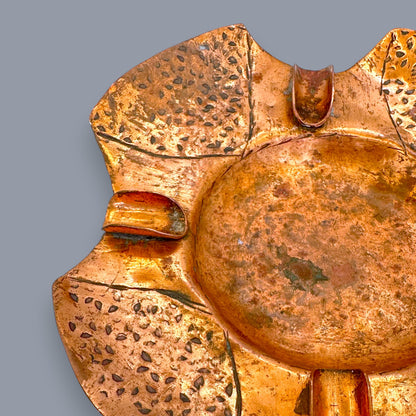 Hammered Copper Ashtray - Vintage Brutalist Hand-Wrought Tobacciana