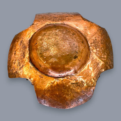 Hammered Copper Ashtray - Vintage Brutalist Hand-Wrought Tobacciana