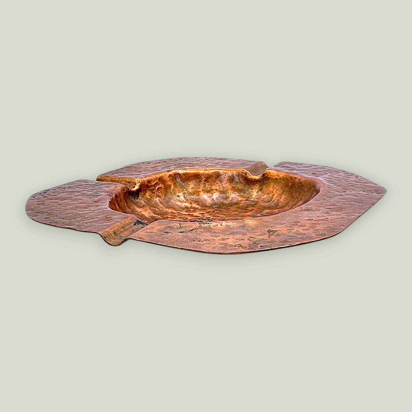 Hammered Copper Ashtray - Vintage Mid-Century Brutalist Tobacciana