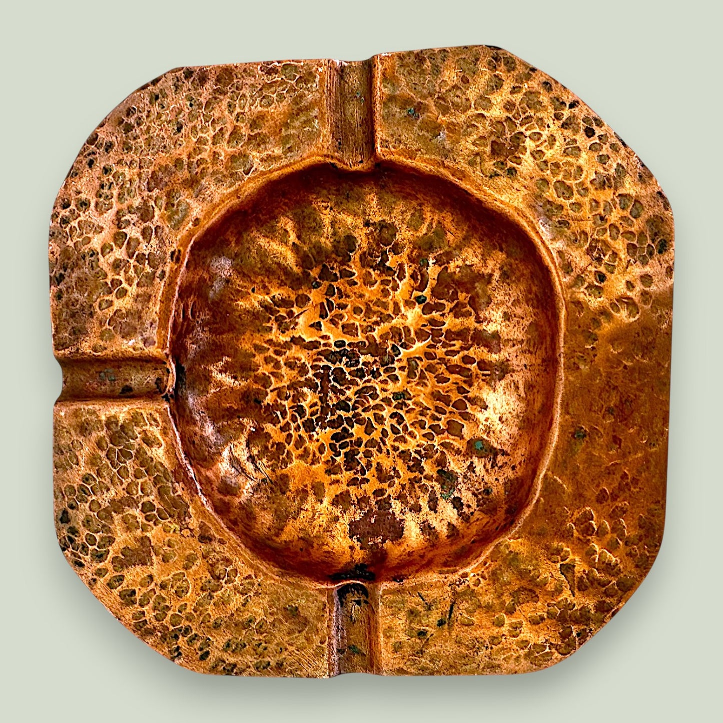 Hammered Copper Ashtray - Vintage Mid-Century Brutalist Tobacciana