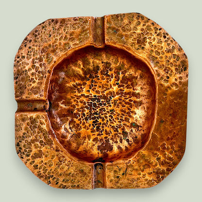 Hammered Copper Ashtray - Vintage Mid-Century Brutalist Tobacciana