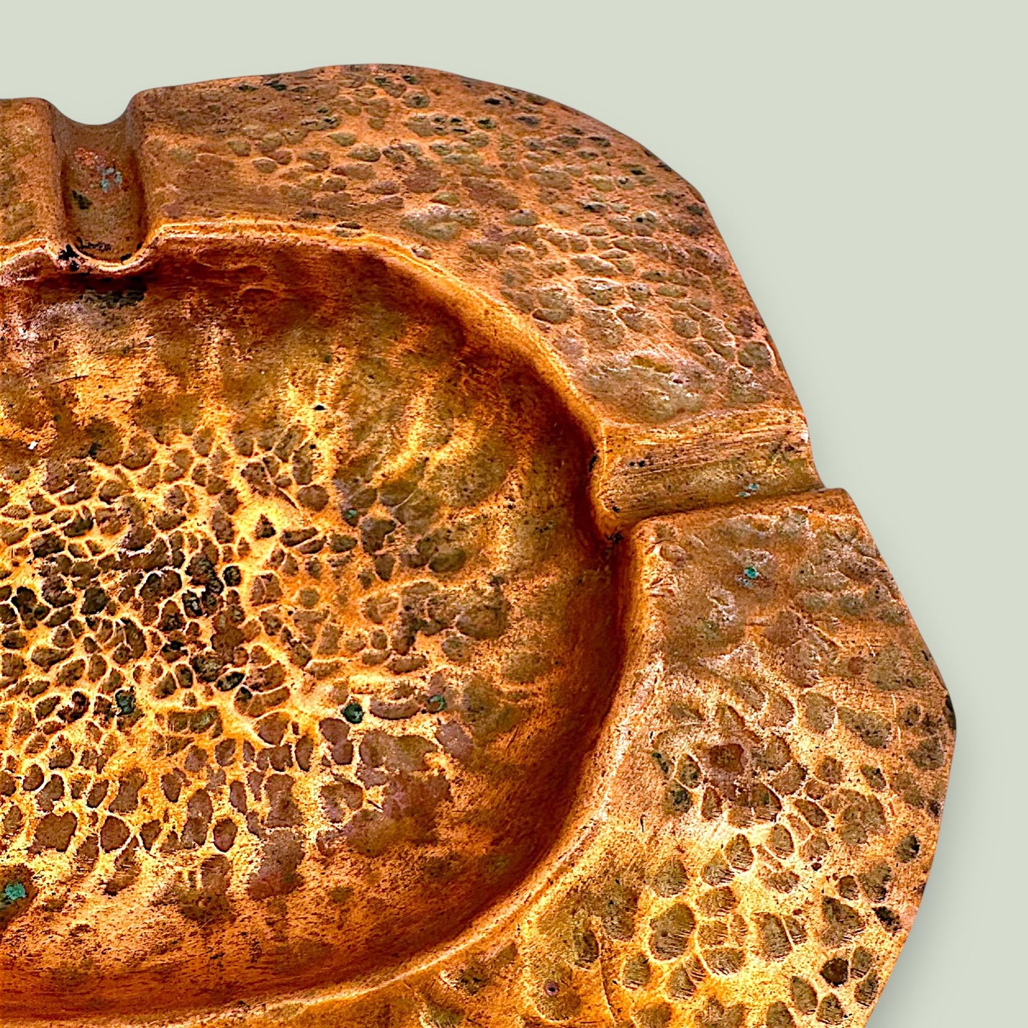 Hammered Copper Ashtray - Vintage Mid-Century Brutalist Tobacciana