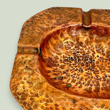 Hammered Copper Ashtray - Vintage Mid-Century Brutalist Tobacciana