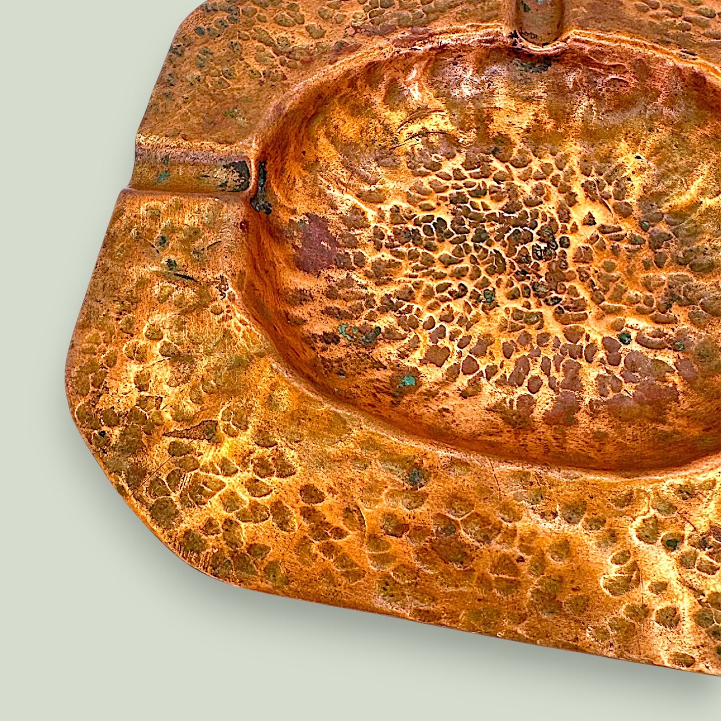 Hammered Copper Ashtray - Vintage Mid-Century Brutalist Tobacciana