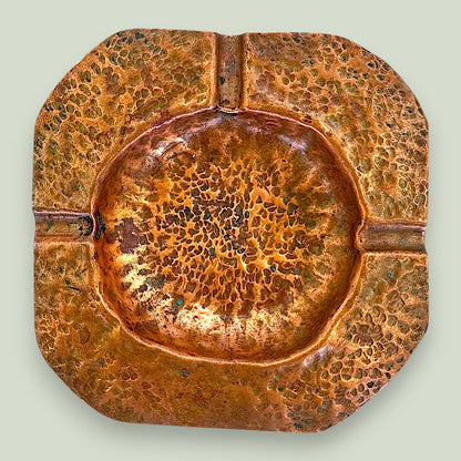 Hammered Copper Ashtray - Vintage Mid-Century Brutalist Tobacciana
