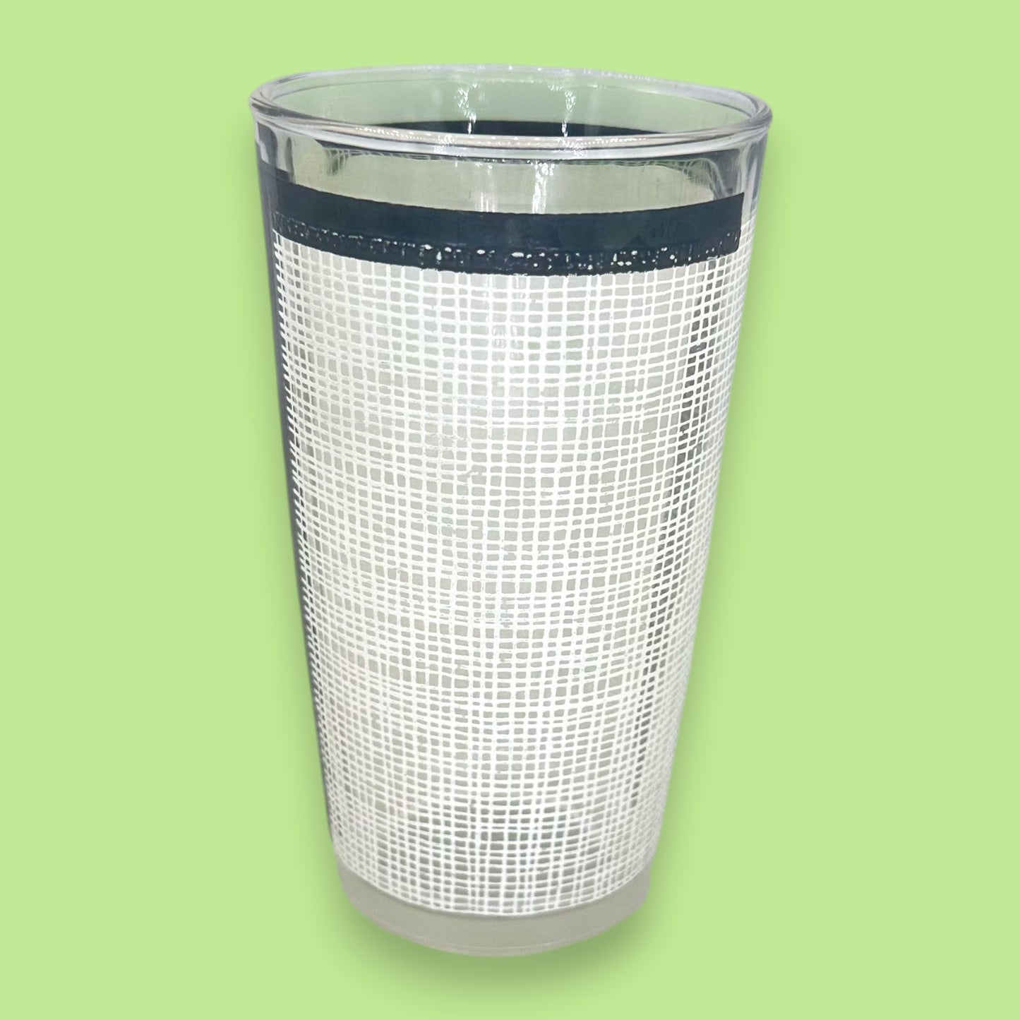 Libbey Glass Mid-Century Tumbler - Black and White Crosshatch