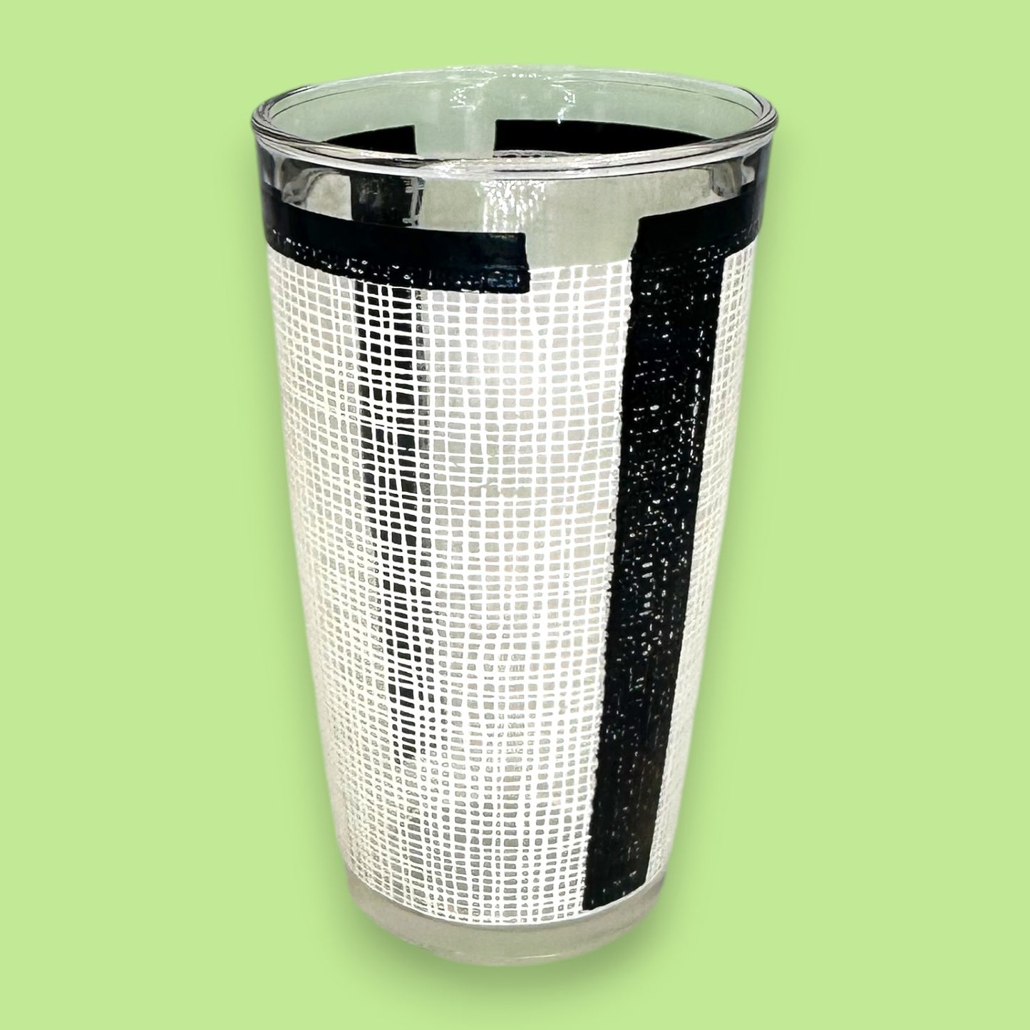 Libbey Glass Mid-Century Tumbler - Black and White Crosshatch