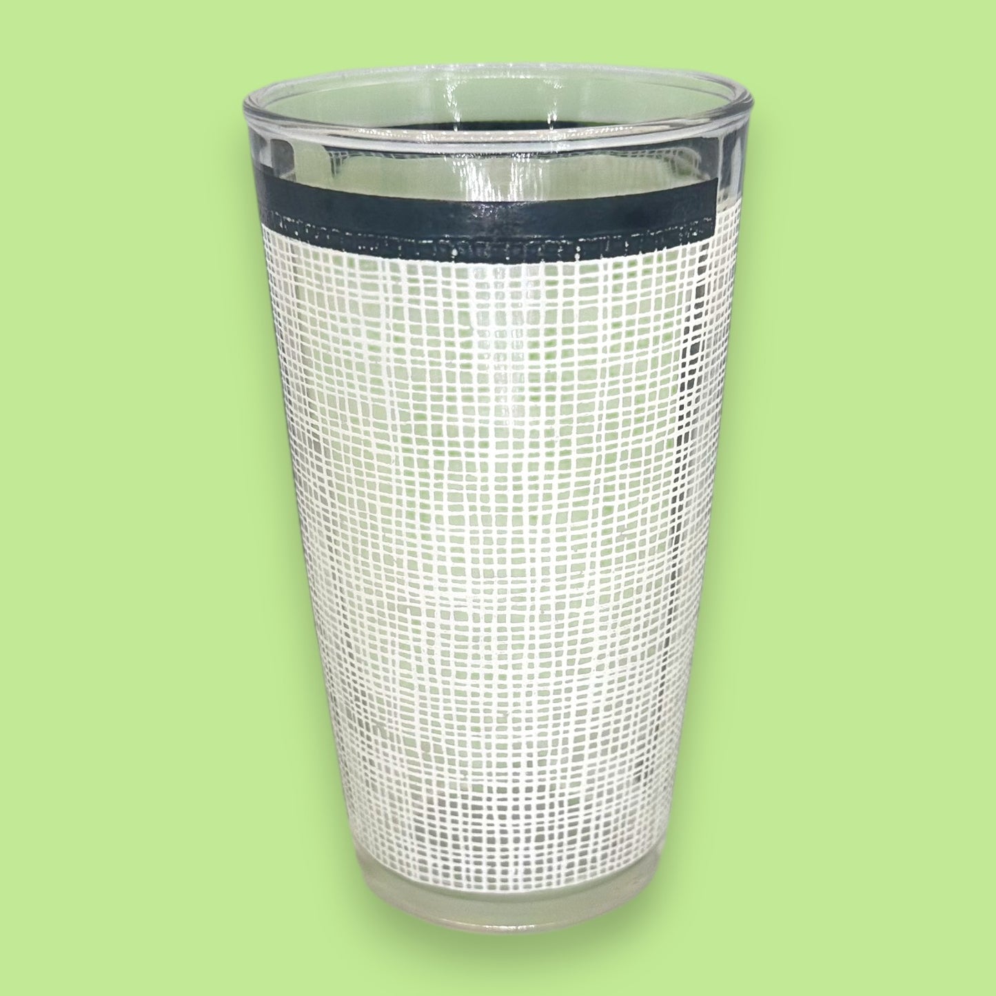 Libbey Glass Mid-Century Tumbler - Black and White Crosshatch
