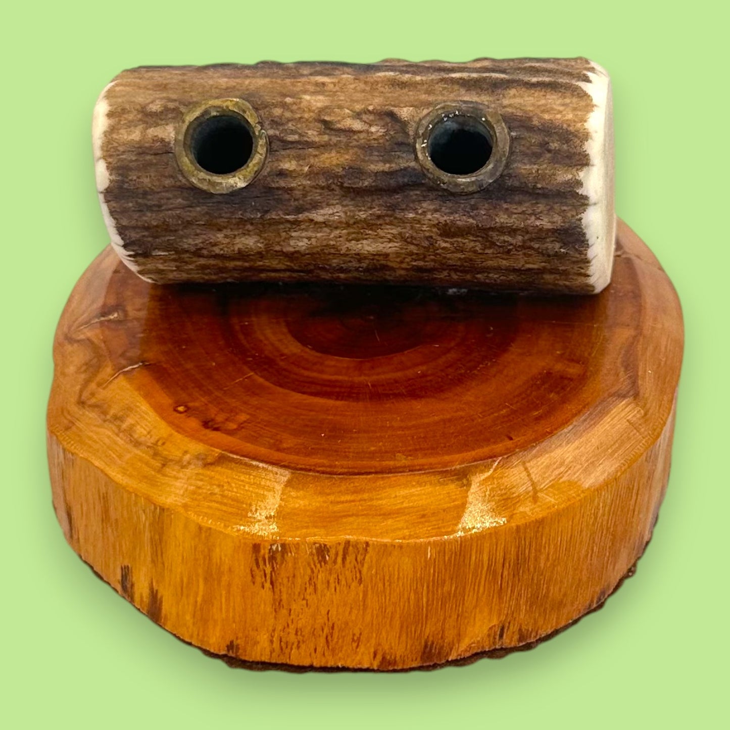 Antler and Cedar Wood Pencil Holder - Rustic Desk Accessory