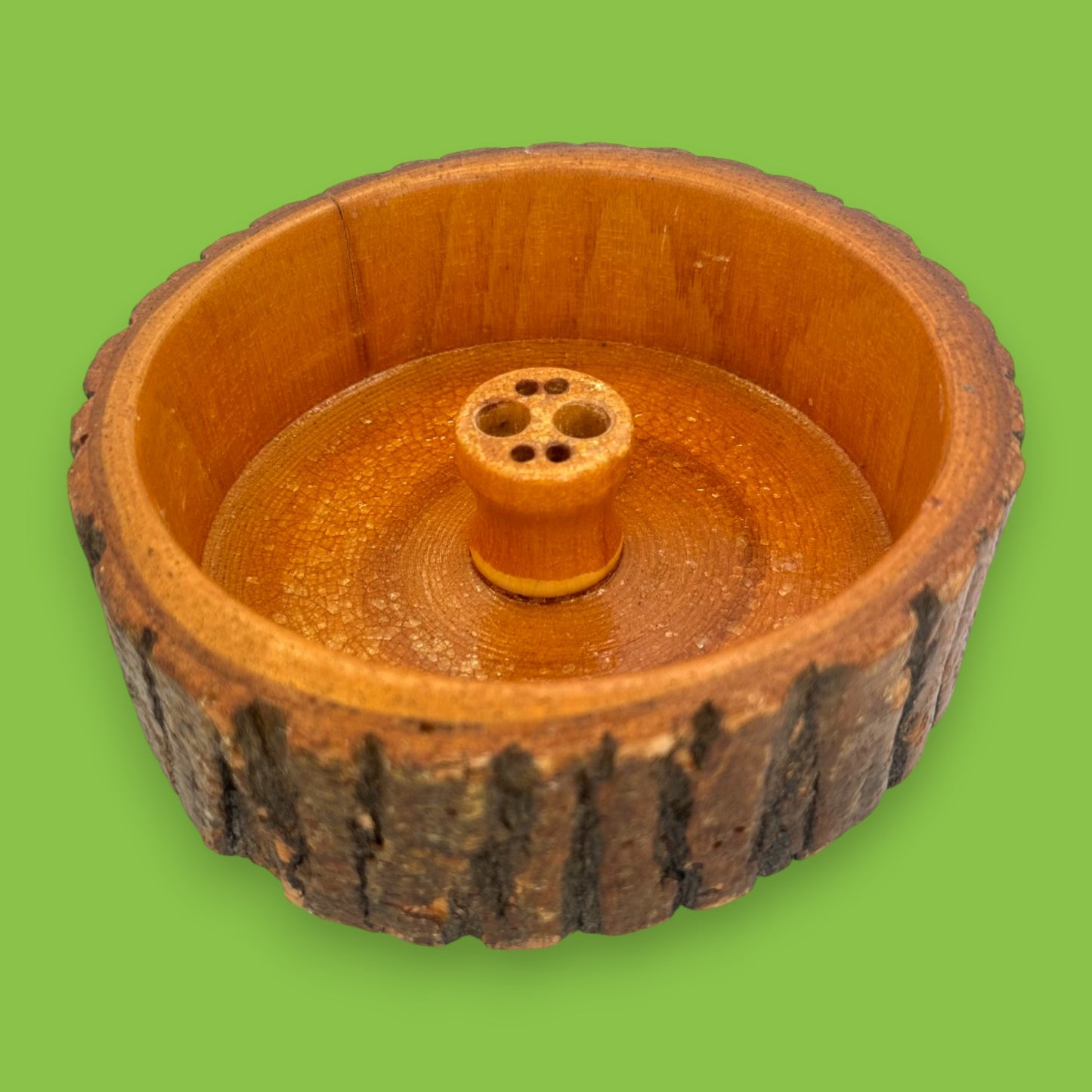 Rustic Live-Edge Nut Bowl Set with Chrome Nutcracker & Picks