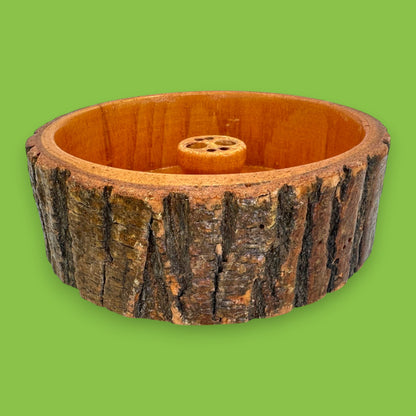 Rustic Live-Edge Nut Bowl Set with Chrome Nutcracker & Picks