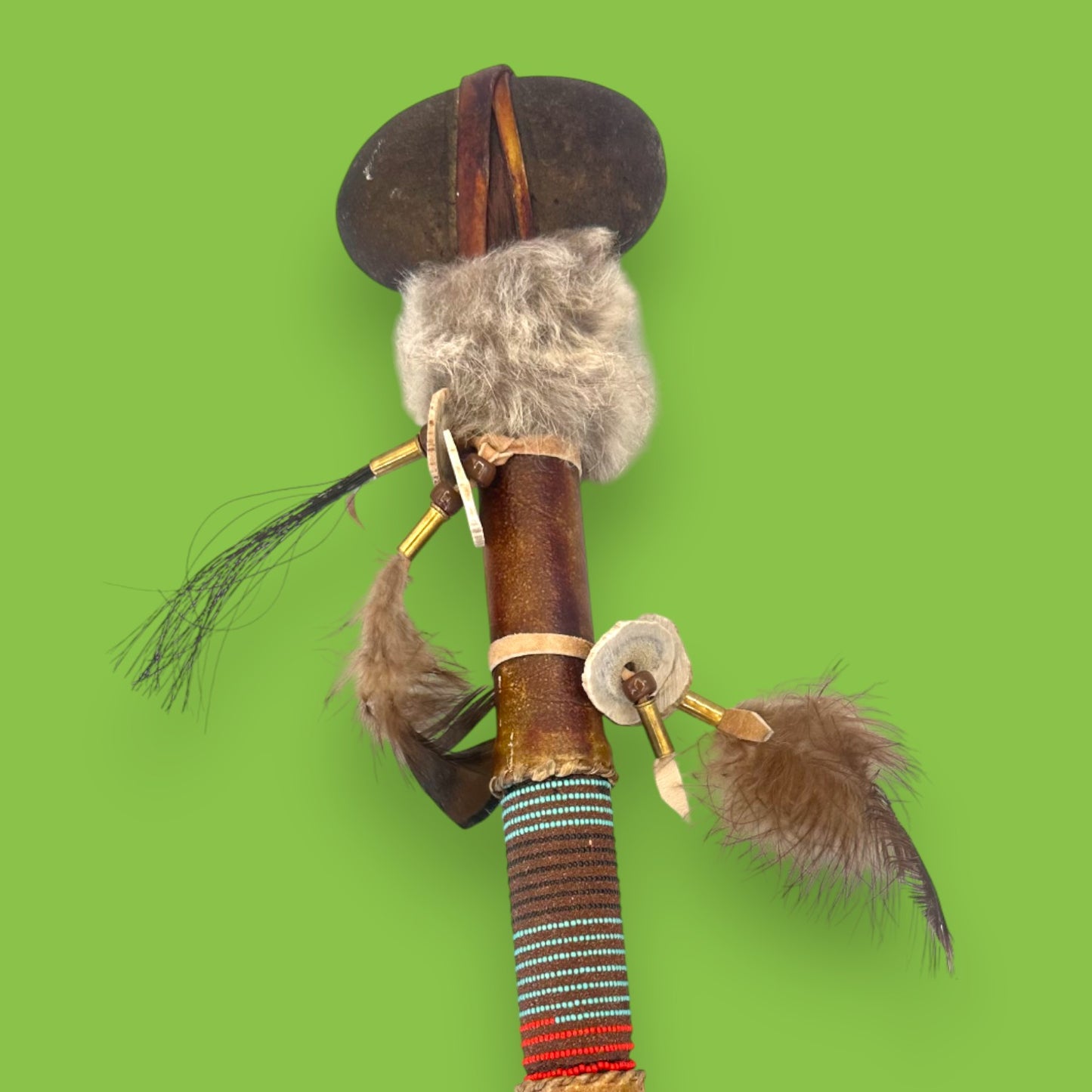 Indigenous Style Ceremonial Stone War Club, Handcrafted Tomahawk 16"