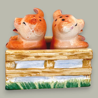 Vintage Pigs in a Pen Salt & Pepper Shakers - Made in Occupied Japan