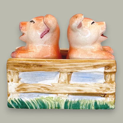 Vintage Pigs in a Pen Salt & Pepper Shakers - Made in Occupied Japan