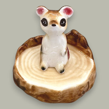 Vintage Chipmunk on Tree Stump Figurine - Made in Japan