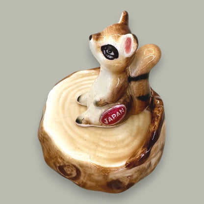 Vintage Chipmunk on Tree Stump Figurine - Made in Japan