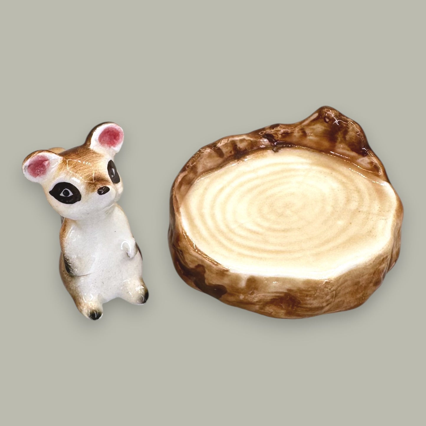 Vintage Chipmunk on Tree Stump Figurine - Made in Japan