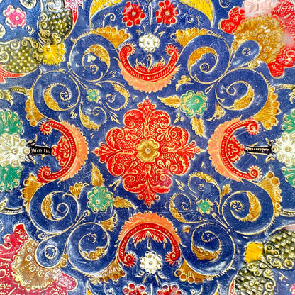 Antique Persian Enamelled Brass Bowl - Hand-Painted Mina Kari Art