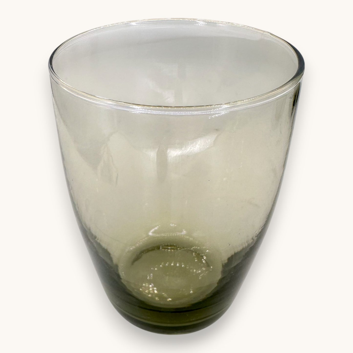 Mid-Century Olive Green Blown Glass Decanter Set - 3 Pieces