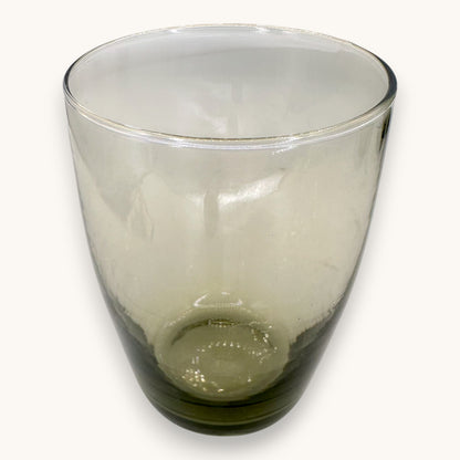 Mid-Century Olive Green Blown Glass Decanter Set - 3 Pieces