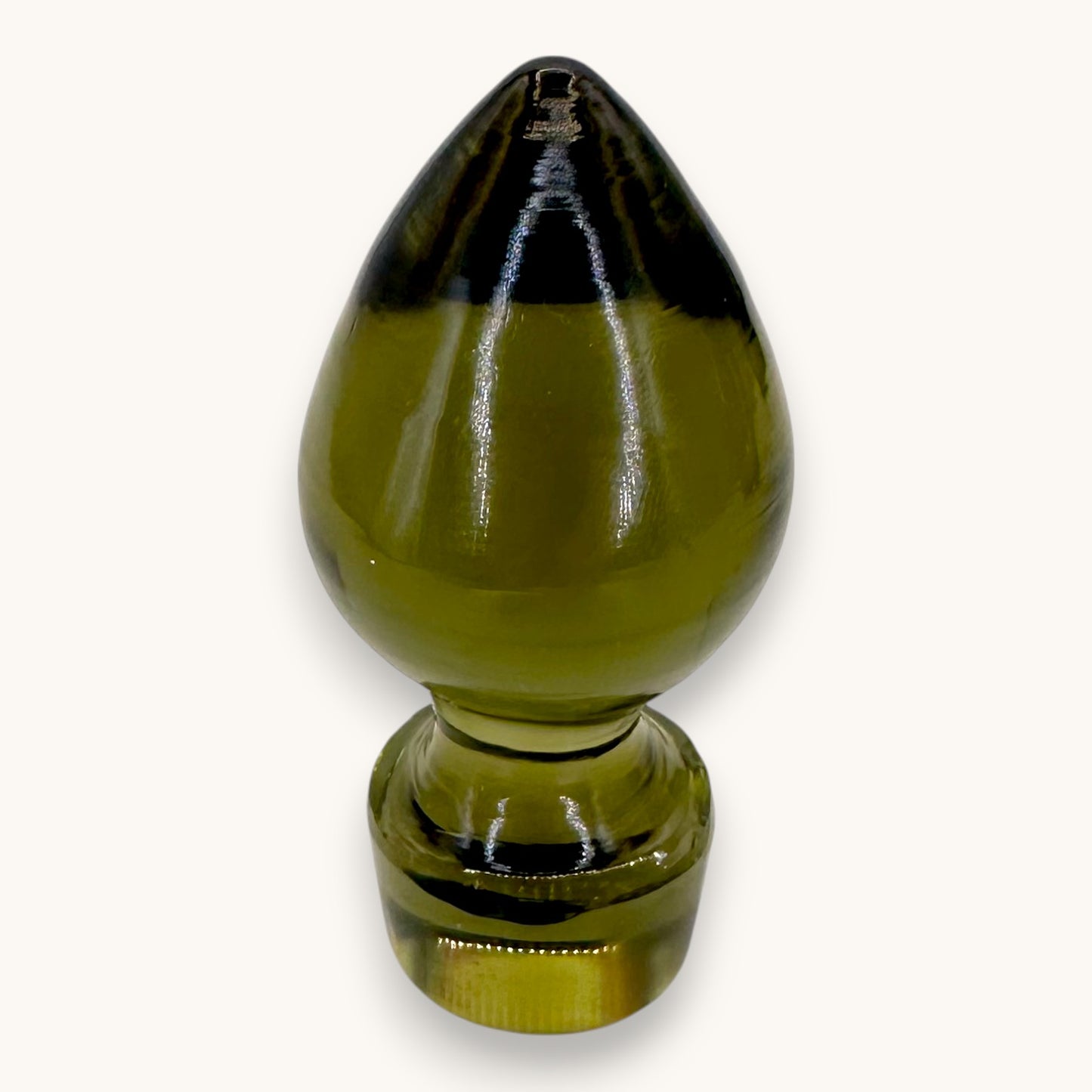 Mid-Century Olive Green Blown Glass Decanter Set - 3 Pieces