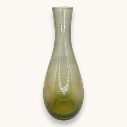Mid-Century Olive Green Blown Glass Decanter Set - 3 Pieces