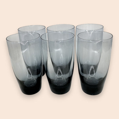 Mid-Century Blown Glass Decanter Set - Smoke Grey - 8 Pieces