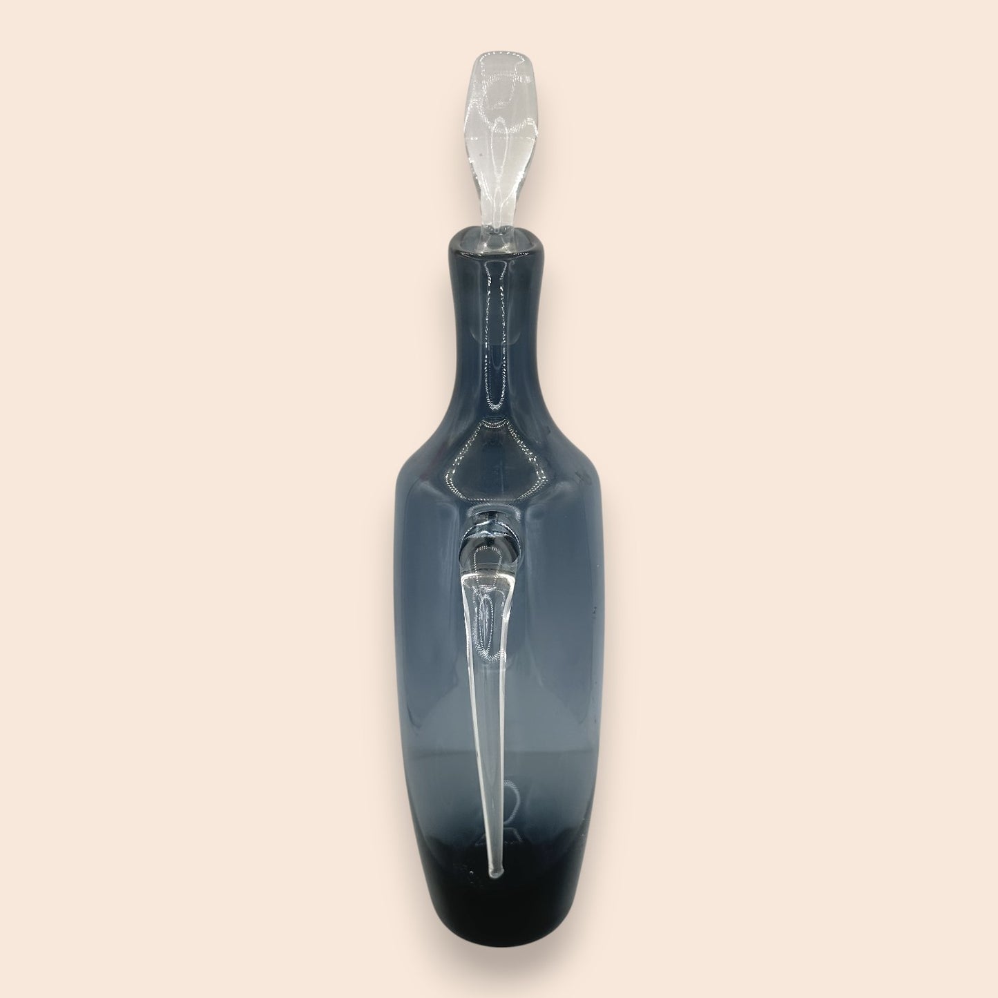 Mid-Century Blown Glass Decanter Set - Smoke Grey - 8 Pieces