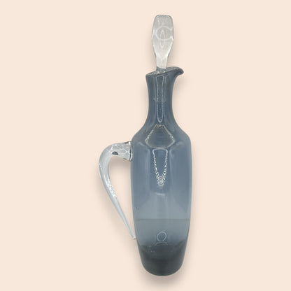 Mid-Century Blown Glass Decanter Set - Smoke Grey - 8 Pieces
