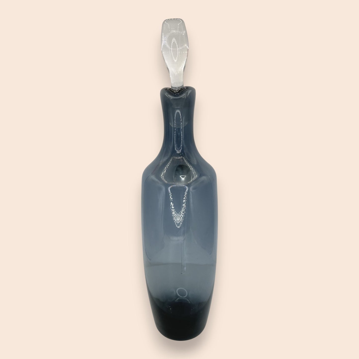 Mid-Century Blown Glass Decanter Set - Smoke Grey - 8 Pieces