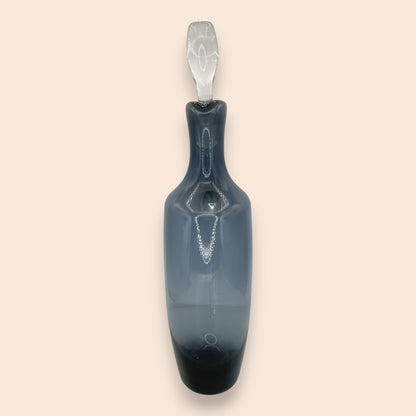 Mid-Century Blown Glass Decanter Set - Smoke Grey - 8 Pieces