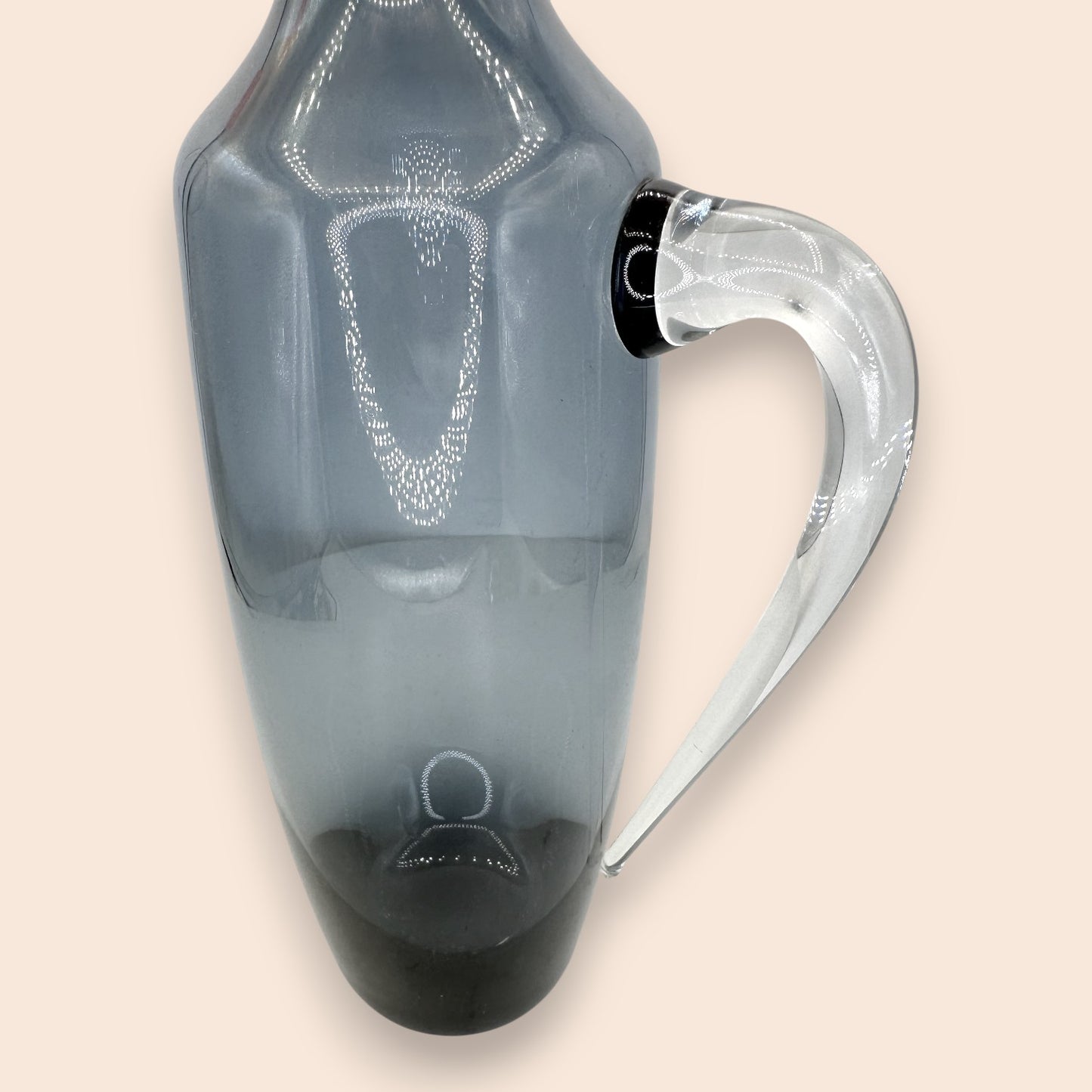Mid-Century Blown Glass Decanter Set - Smoke Grey - 8 Pieces