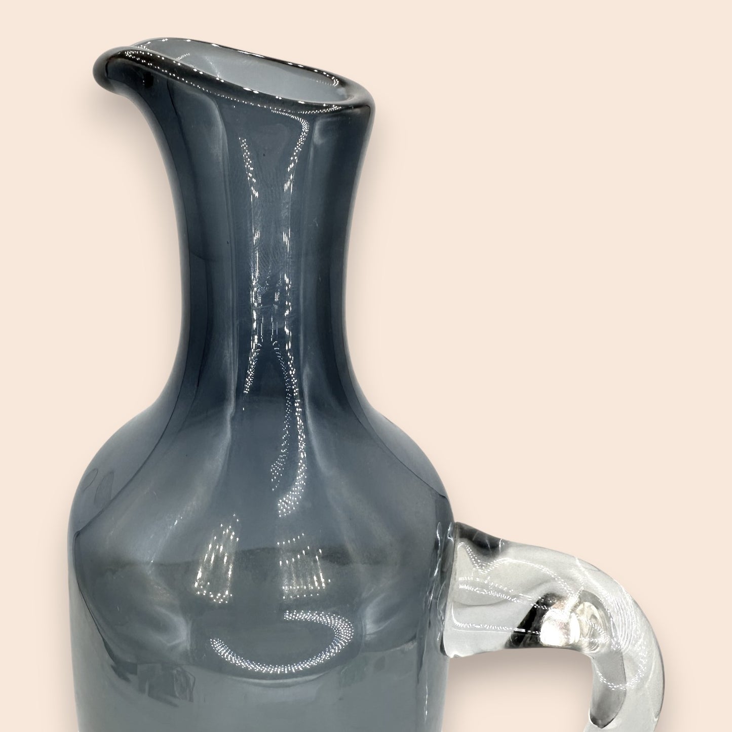 Mid-Century Blown Glass Decanter Set - Smoke Grey - 8 Pieces