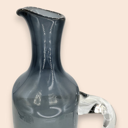Mid-Century Blown Glass Decanter Set - Smoke Grey - 8 Pieces