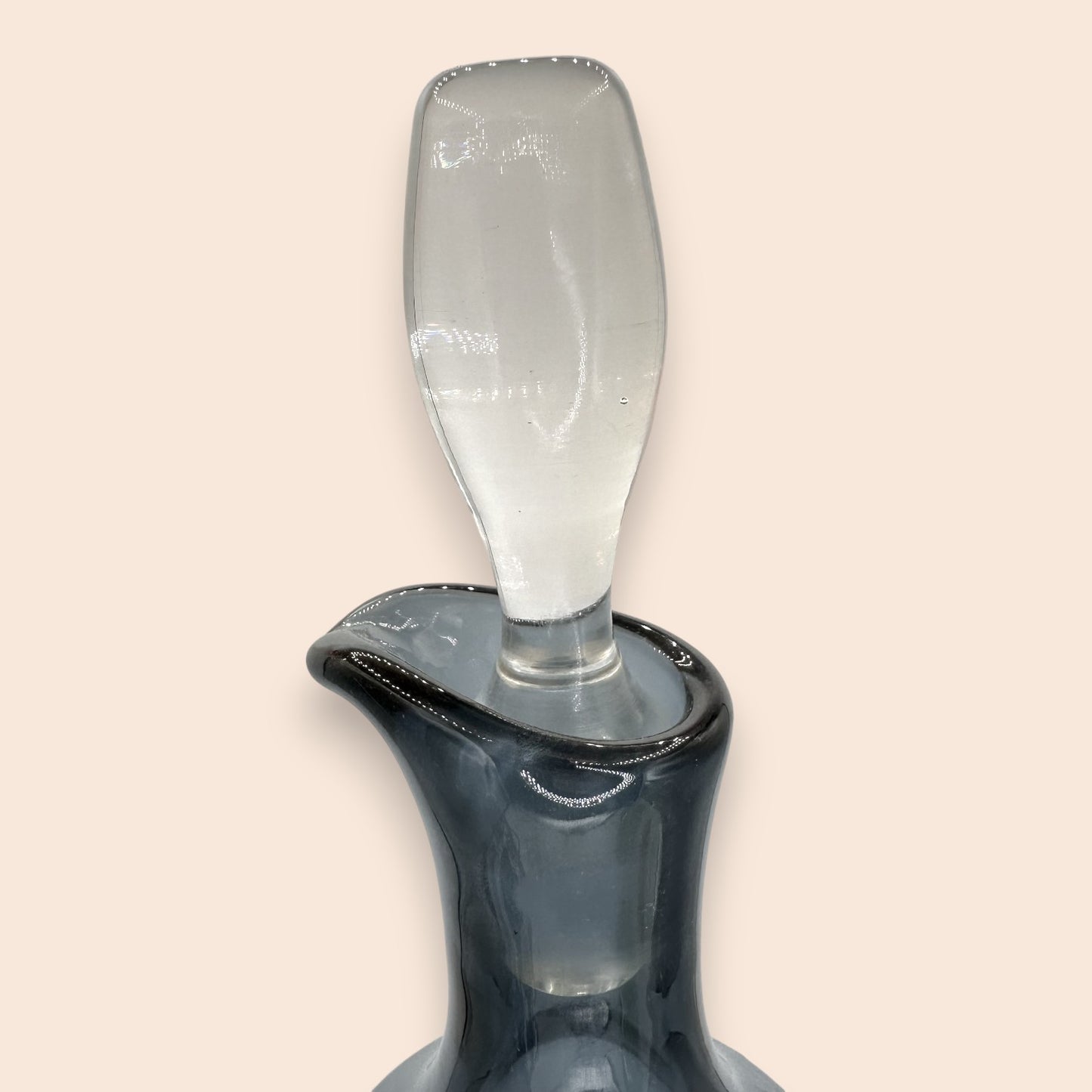 Mid-Century Blown Glass Decanter Set - Smoke Grey - 8 Pieces