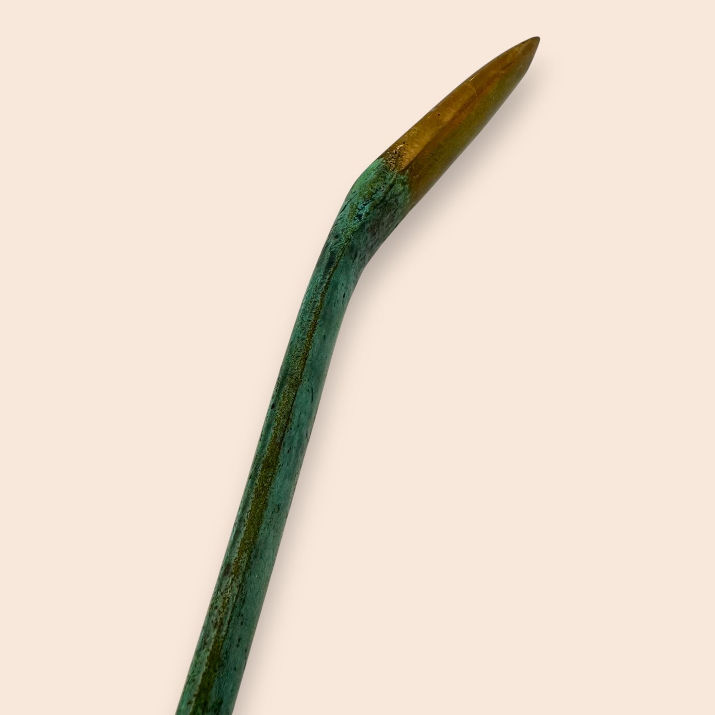 Mid-Century Modern Verdigris Brass Crane - Minimalist Statuette
