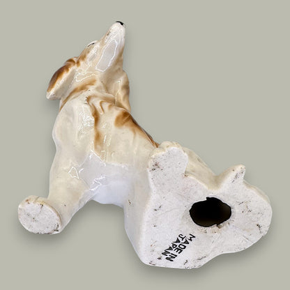 Vintage Ceramic Spaniel Figurine Tan White Made in Japan