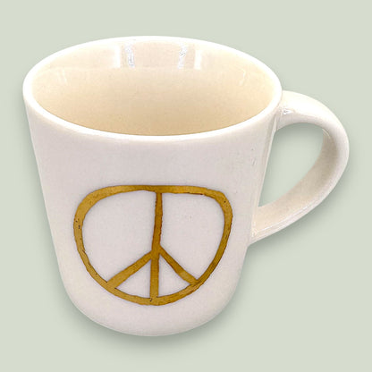 Starbucks Peace Sign Espresso Mug Gold White 3oz Demitasse Replacement Mug