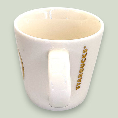 Starbucks Peace Sign Espresso Mug Gold White 3oz Demitasse Replacement Mug