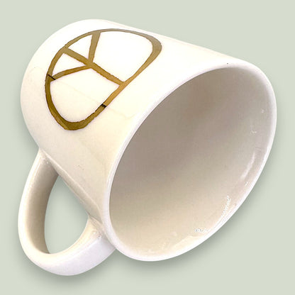 Starbucks Peace Sign Espresso Mug Gold White 3oz Demitasse Replacement Mug