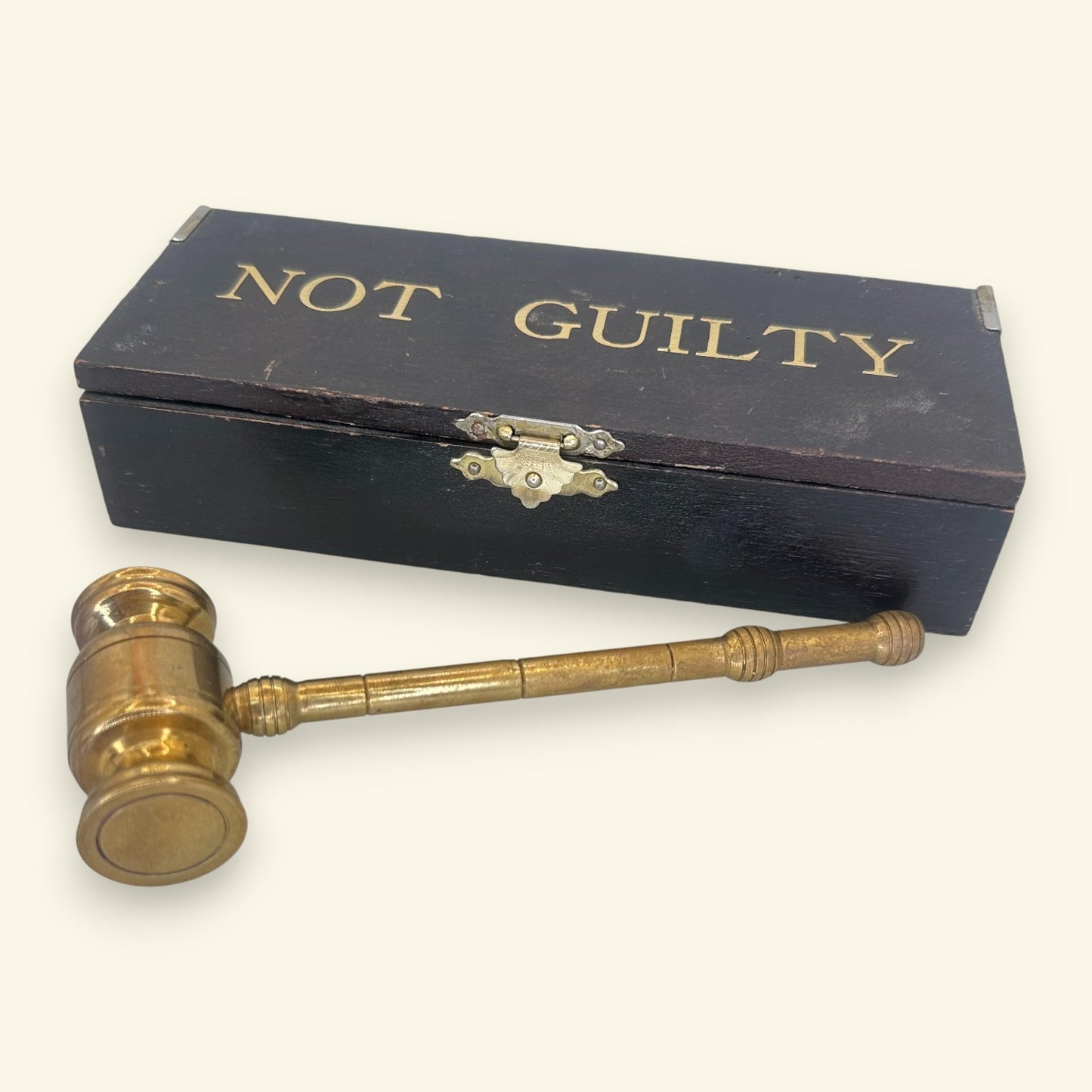 Solid Brass Gavel in Not Guilty Wood Presentation Box Attorney Law Gift