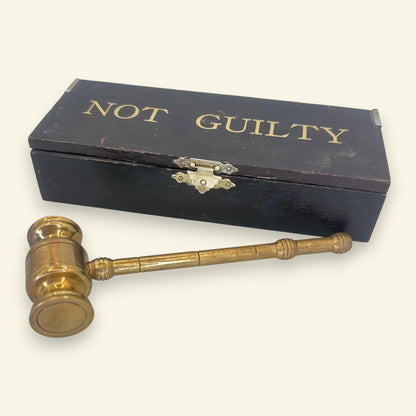 Solid Brass Gavel in Not Guilty Wood Presentation Box Attorney Law Gift