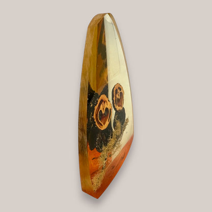 Vintage Resin Owl Paperweight Signed Chris & Molly 1981 Walnut Shell Art