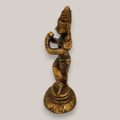 Vintage Brass Krishna Figurine Playing Flute - Antique Hindu Deity Statue