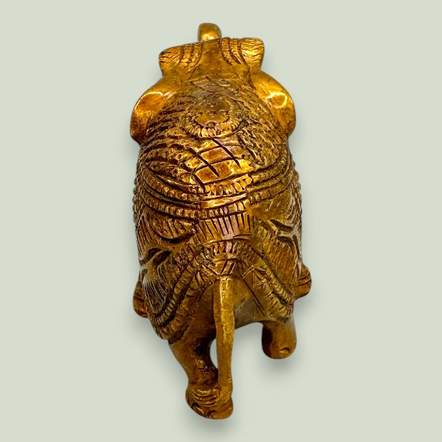 Ornate Brass Elephant Figurine - Vintage Indian Metalwork Statue