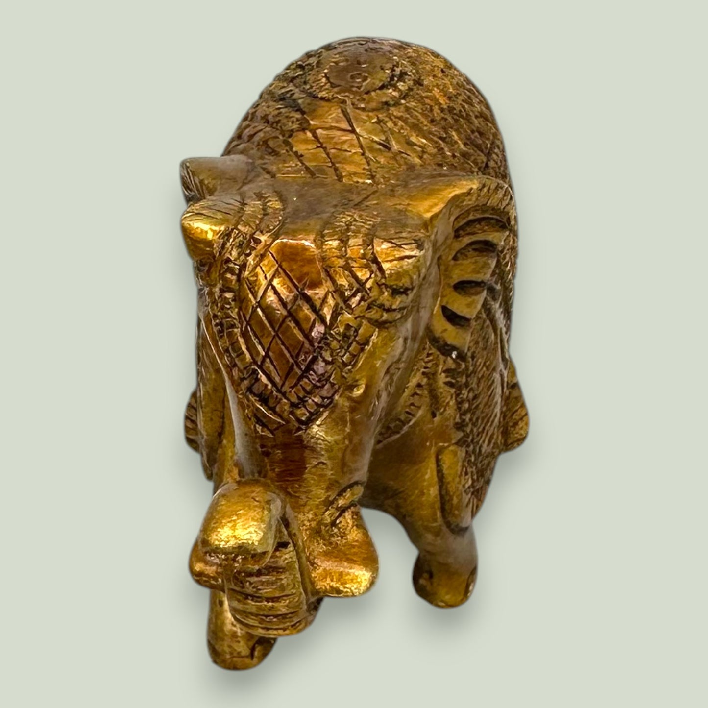 Ornate Brass Elephant Figurine - Vintage Indian Metalwork Statue