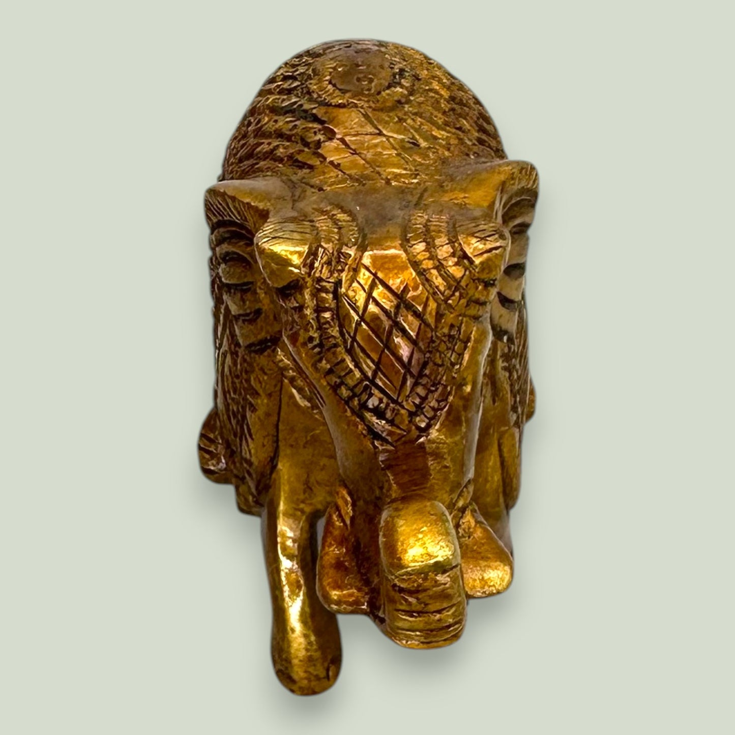 Ornate Brass Elephant Figurine - Vintage Indian Metalwork Statue