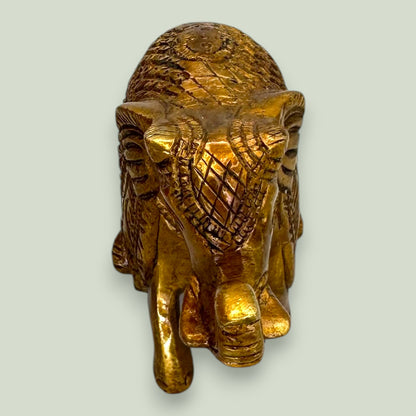 Ornate Brass Elephant Figurine - Vintage Indian Metalwork Statue