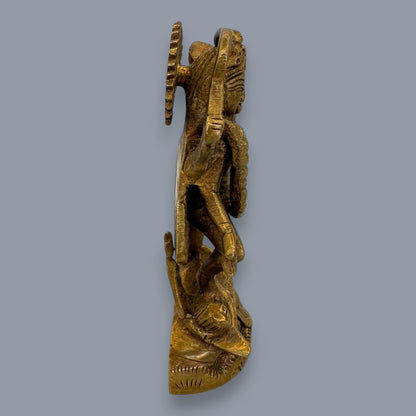 Antique Brass Kali Statue Hindu Goddess Mahakali Murti Devotional Art