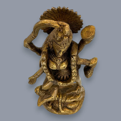 Antique Brass Kali Statue Hindu Goddess Mahakali Murti Devotional Art
